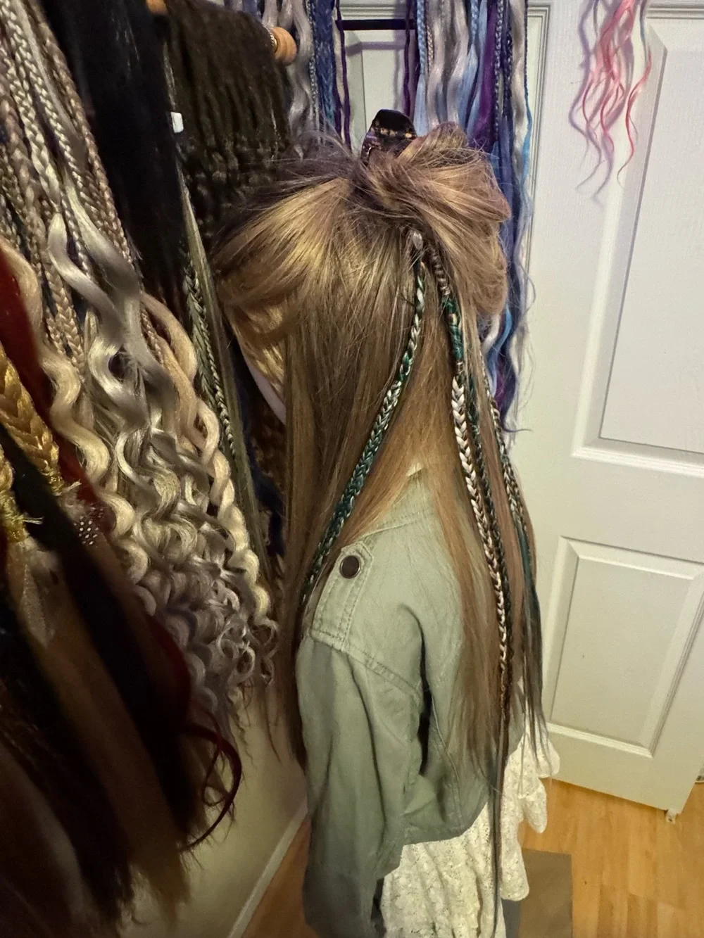 Teal Accent Braided Hair Wraps for Women